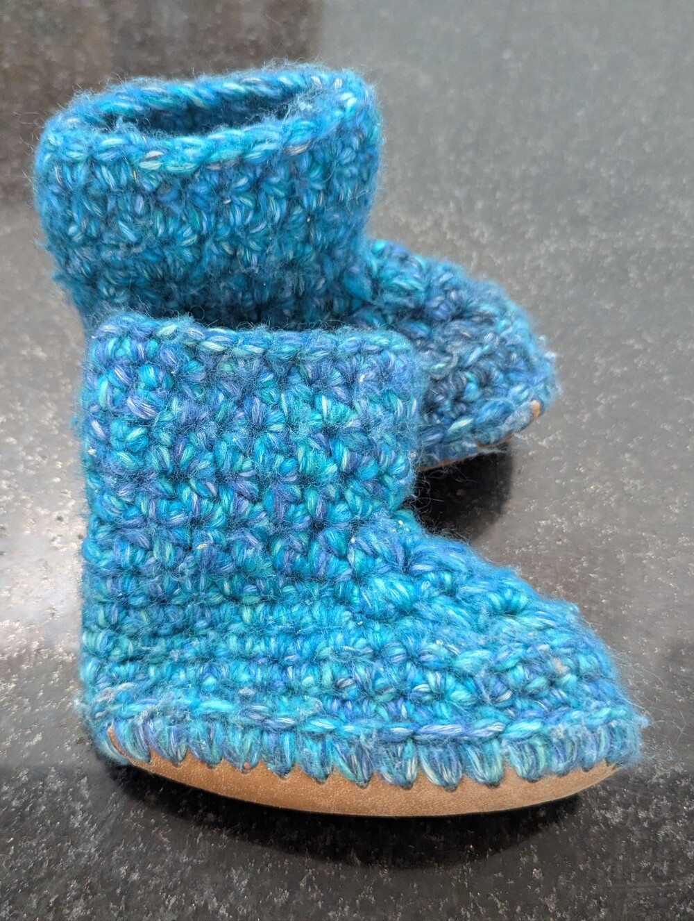 Handmade Blue Kids Crochet Booties Slippers  Padraig Cottage Slippers